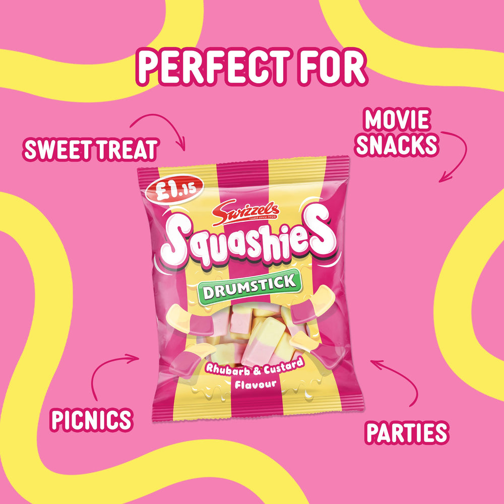 Swizzels Drumstick Squashies Rhubarb & Custard snack ideas for parties.