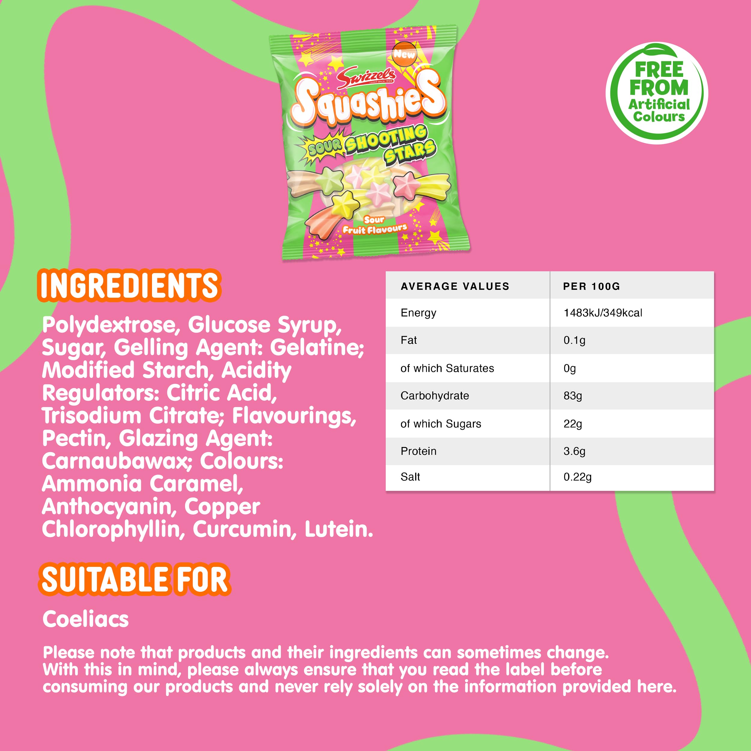 Swizzels Squashies Sour Stars shapes playful visual inviting a fun snack moment.