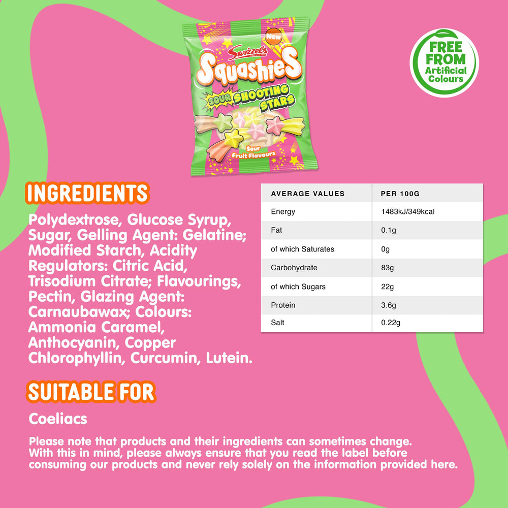 Swizzels Squashies Sour Stars shapes playful visual inviting a fun snack moment.