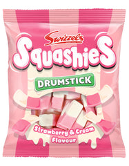 Swizzels Squashies Strawberry & Cream bag with two-tone candies for a tasty snack.