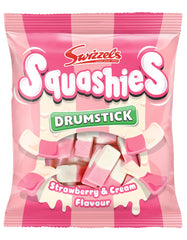 Swizzels Squashies Strawberry & Cream front view, two-tone candies ready to share