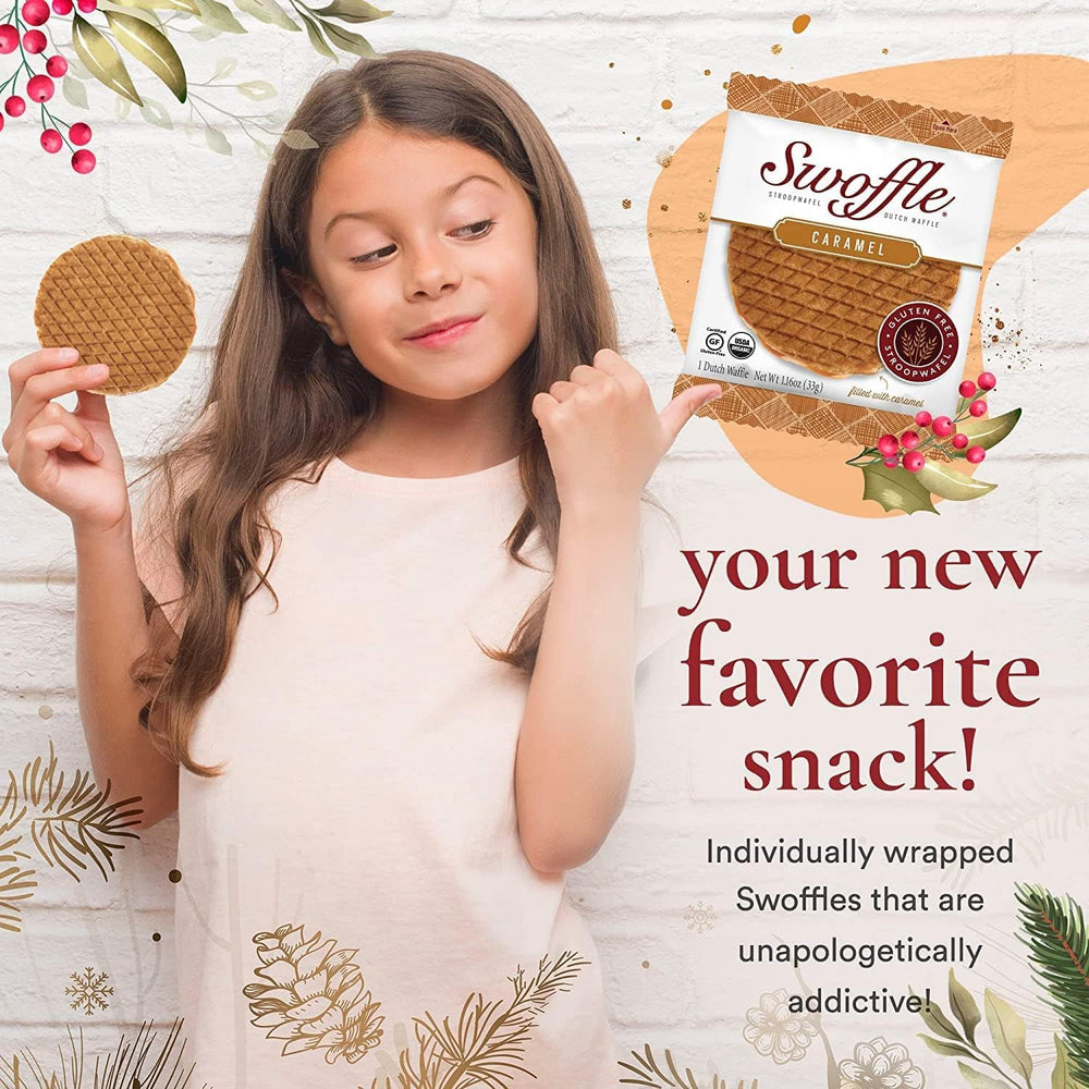 Swoffle allergen-friendly Stroopwafel, soy- and nut-free option.