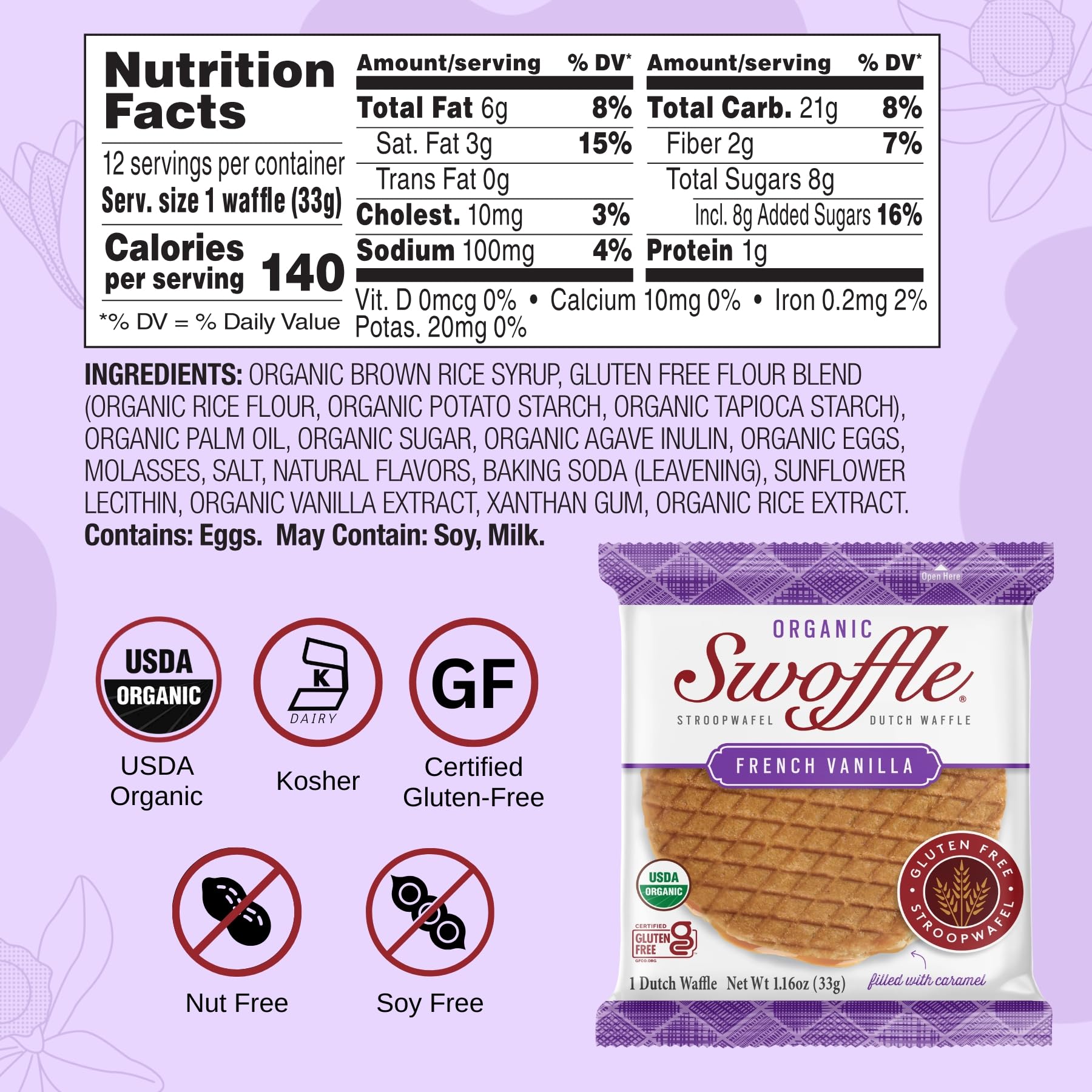 Swoffle individually wrapped Stroopwafels, grab-and-go convenience for snacking.