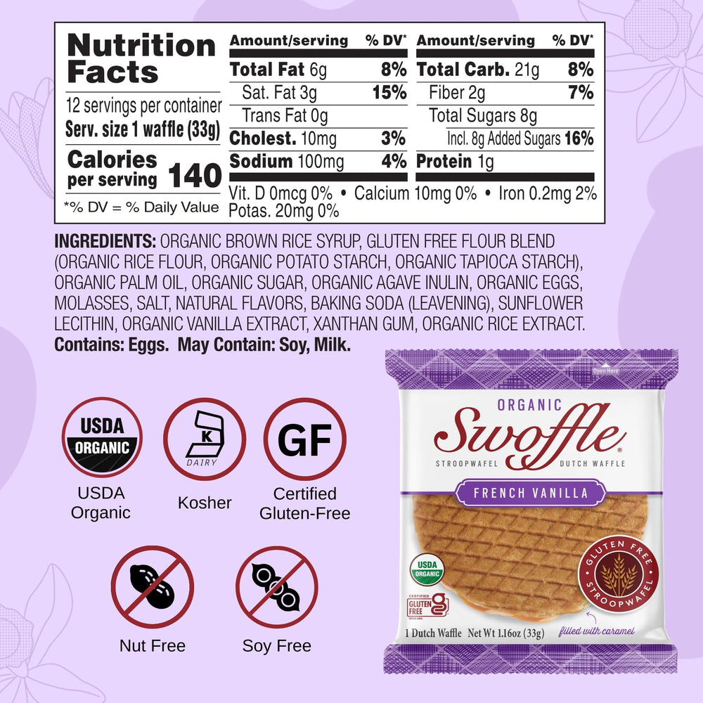 Swoffle individually wrapped Stroopwafels, grab-and-go convenience for snacking.