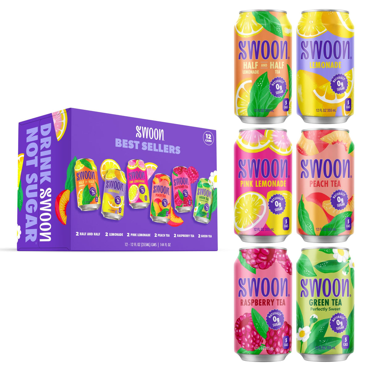 Swoon best sellers pack classic lemonade bottle shows keto zero sugar refreshment with vitamin C.