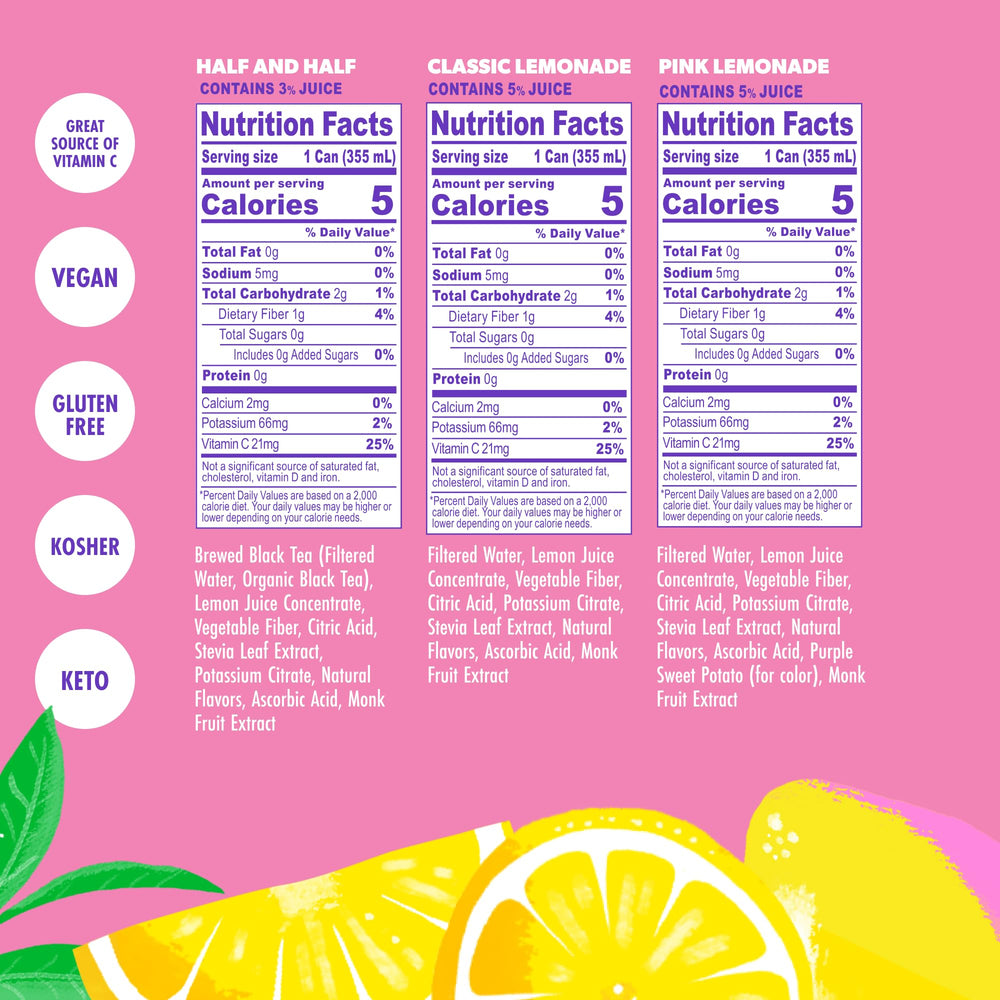 Swoon best sellers pack pink lemonade glass highlighting vibrant flavor and natural sweetness.