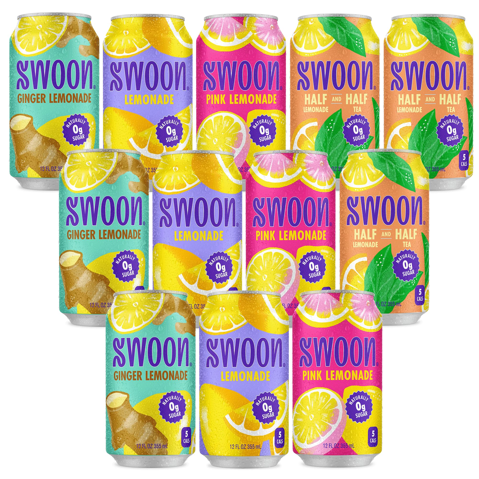Swoon Lemonade variety pack with assorted flavors offers zero sugar refreshment.