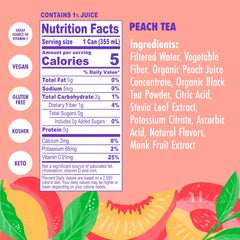 Swoon Peach Tea can close-up highlights zero sugar taste.