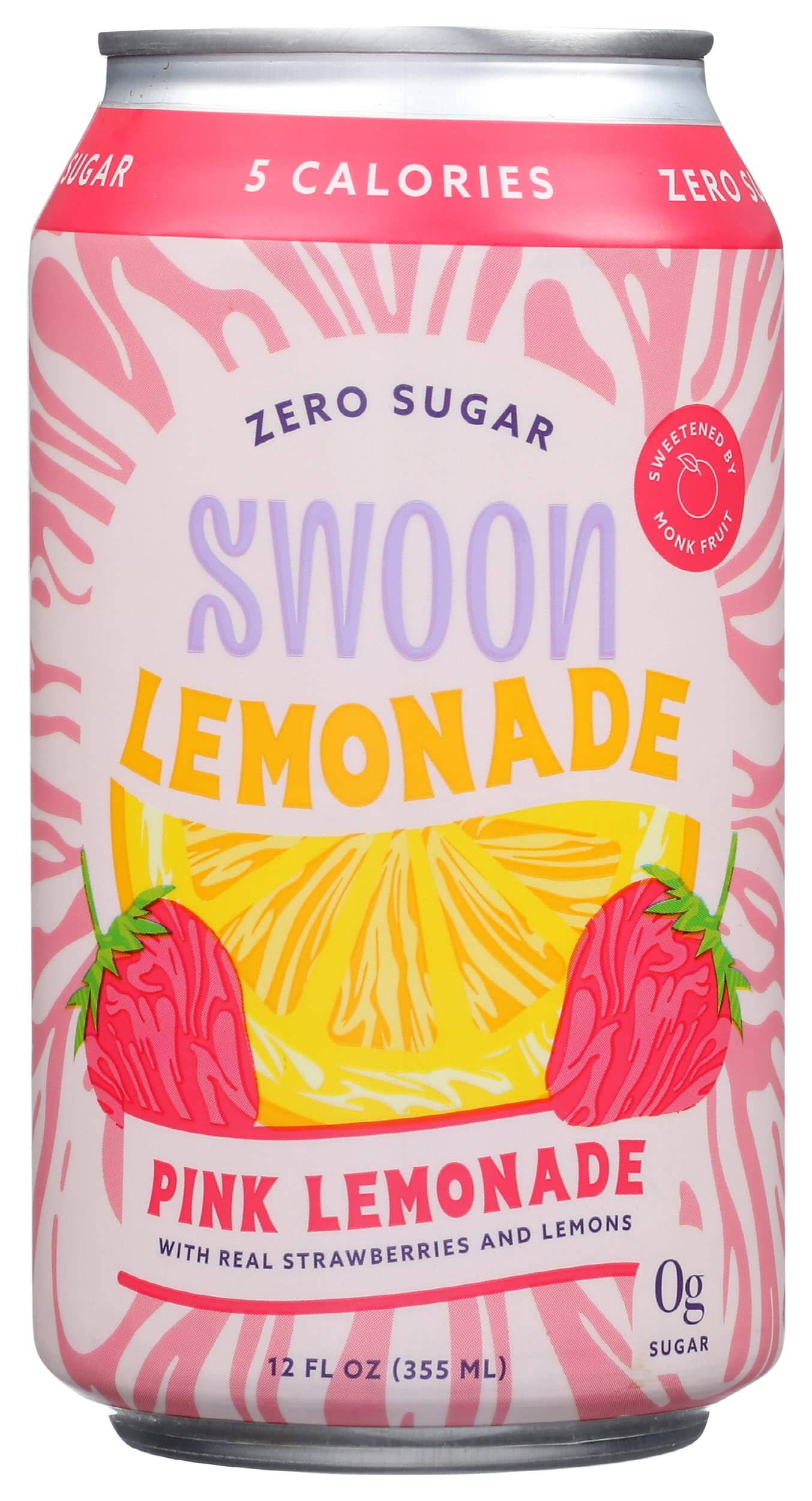 Swoon Pink Lemonade bottle front, zero sugar and refreshing flavor.