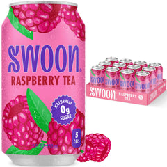 Swoon Raspberry Iced Tea can highlights zero sugar and keto-friendly ingredients