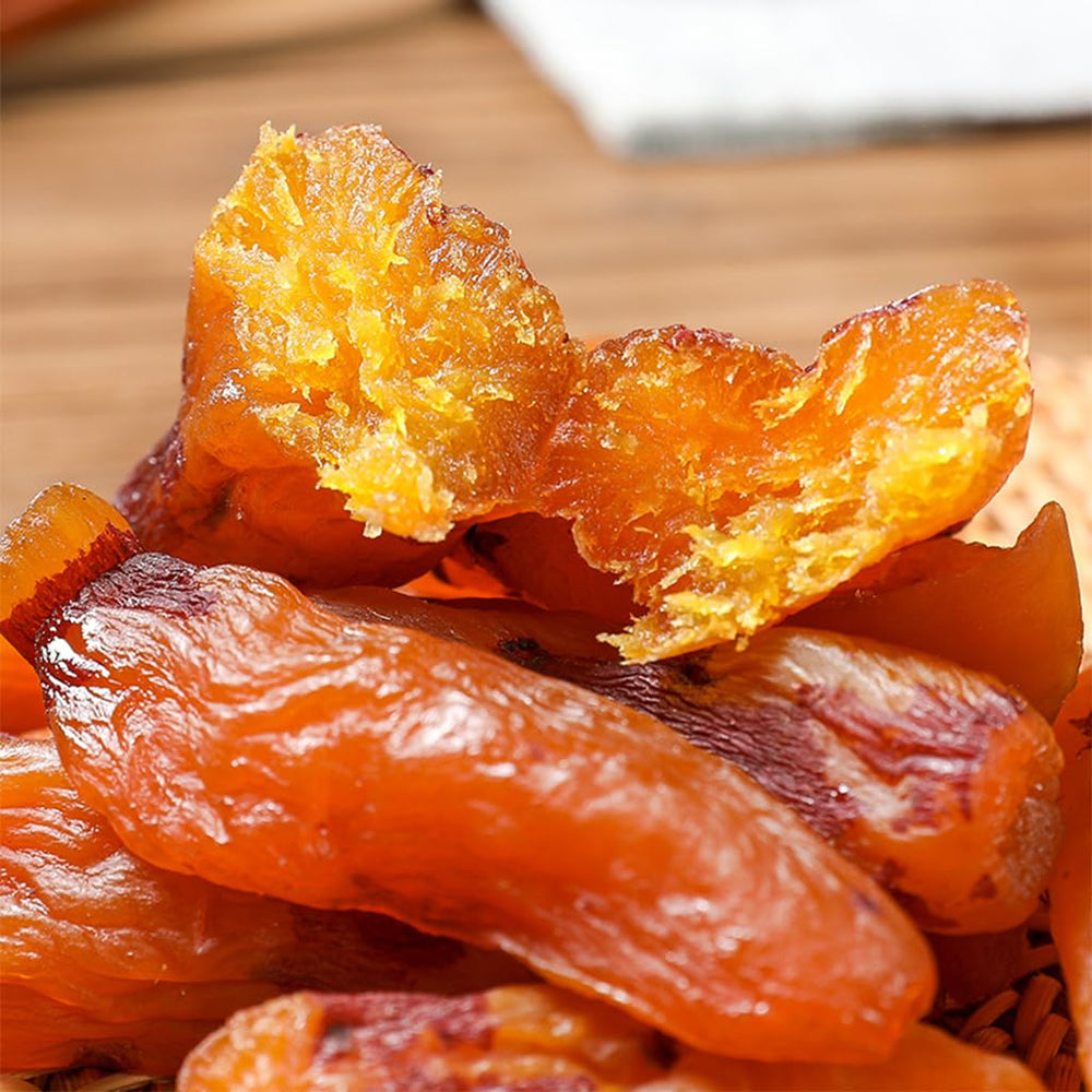 SXET Dried Sweet Potatoes close-up reveals chewy texture and natural sweetness