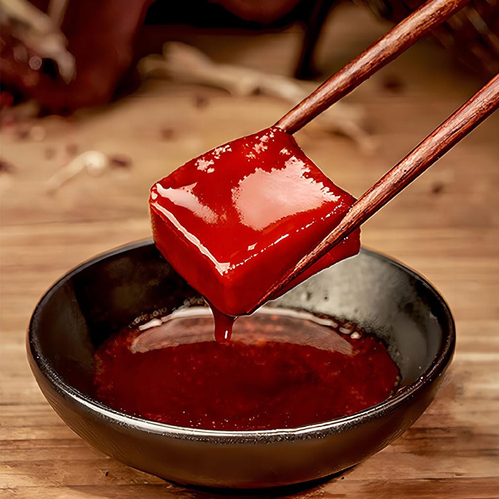 SXETBEAN fermented tofu cubes close-up highlight soft texture and rich color.