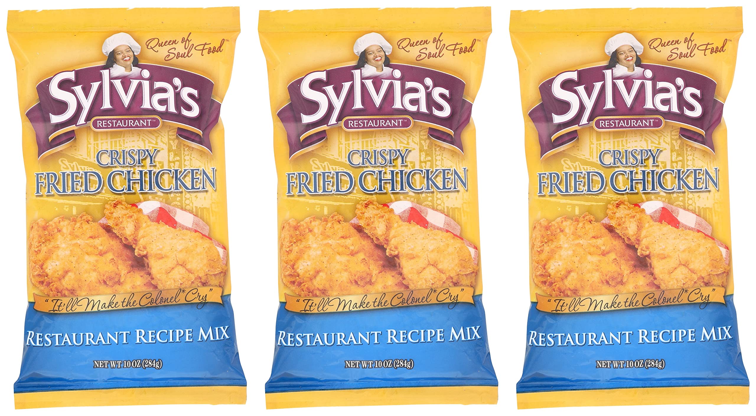 Sylvia's Crispy Chicken Mix pack-3 coats chicken for restaurant-style fried results.