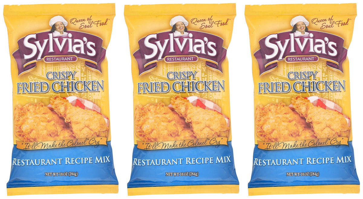 Sylvia's Crispy Chicken Mix pack-3 coats chicken for restaurant-style fried results.