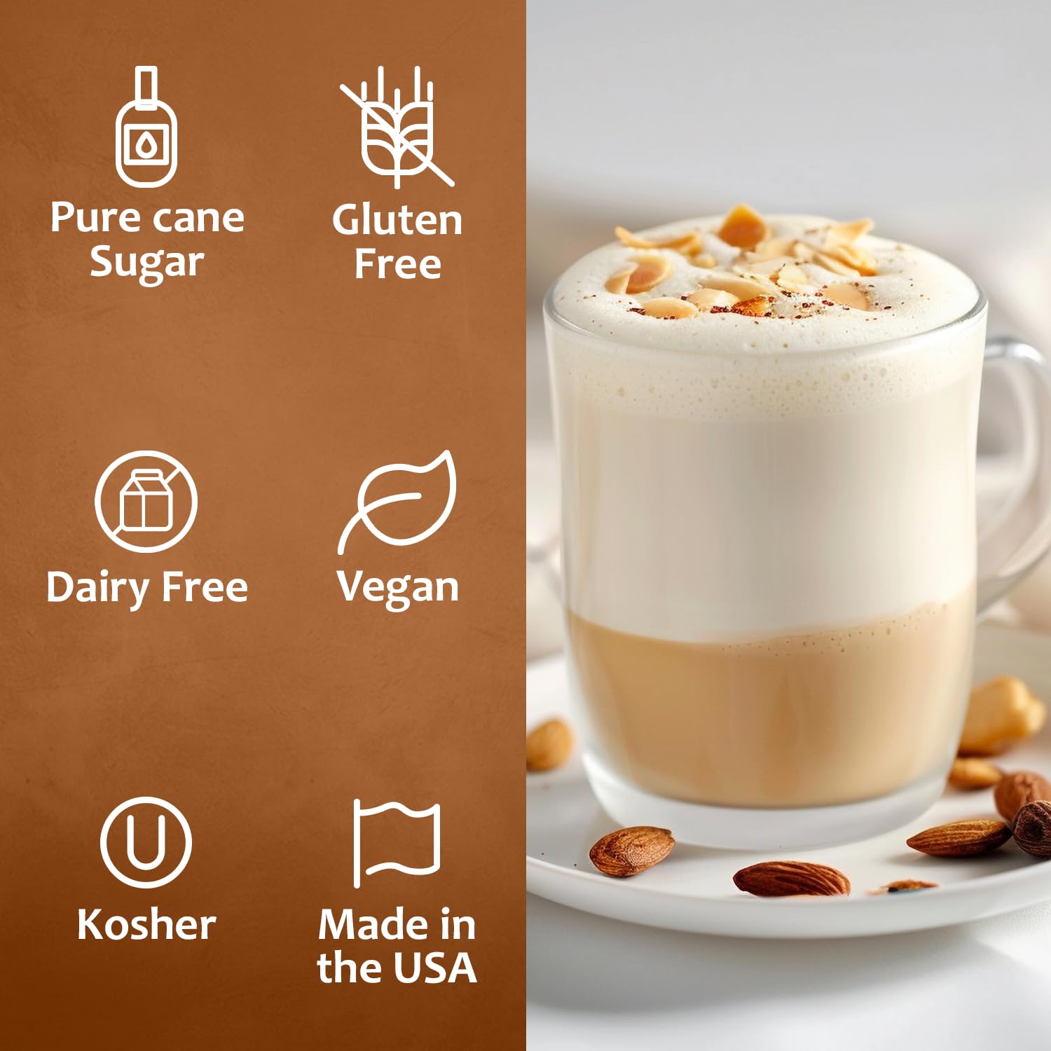 Syruvia Almond Syrup dessert image adds nutty elegance to treats.