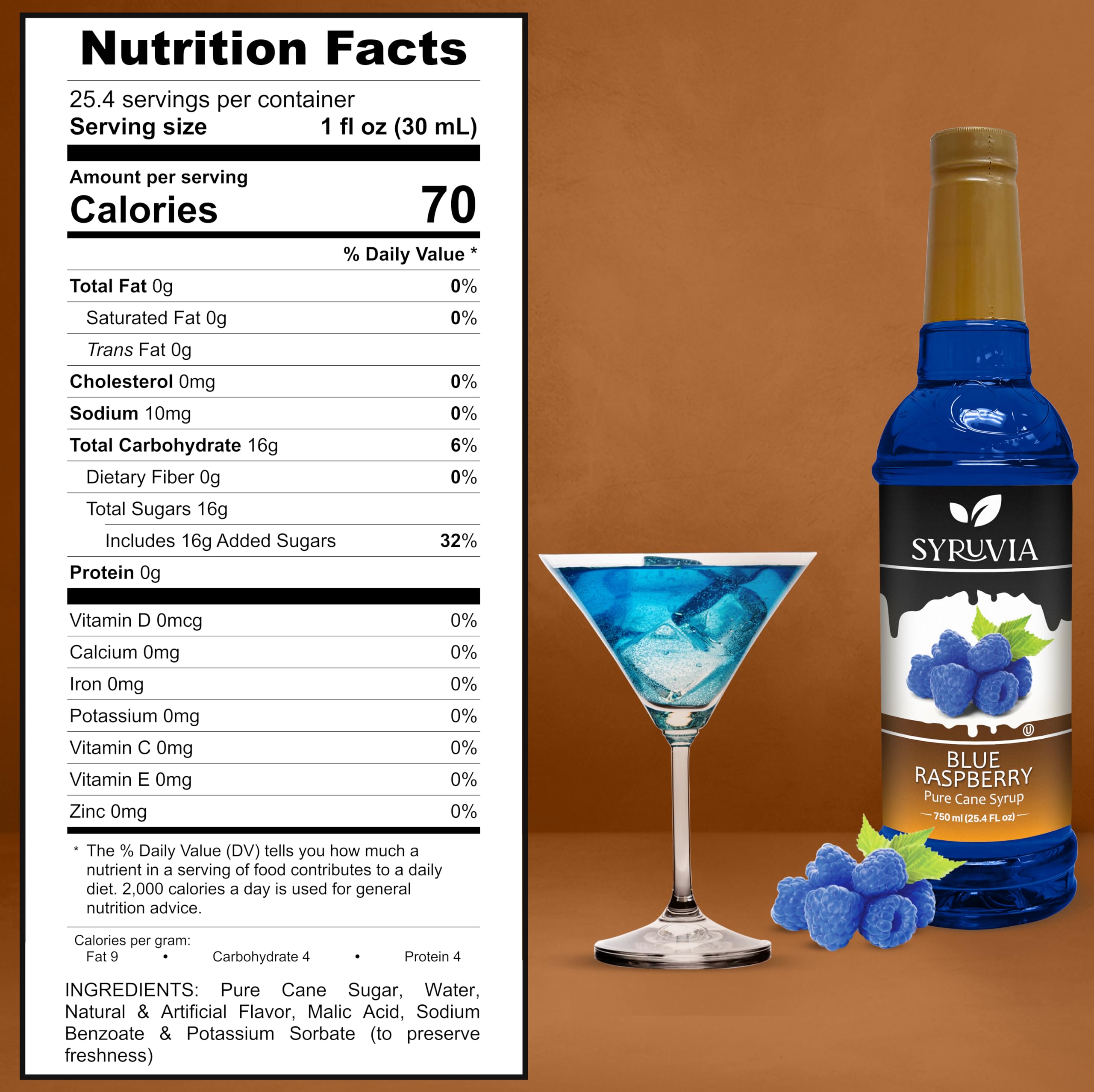 SYRUVIA Blue Raspberry Syrup pour for easy drizzle in cocktails.