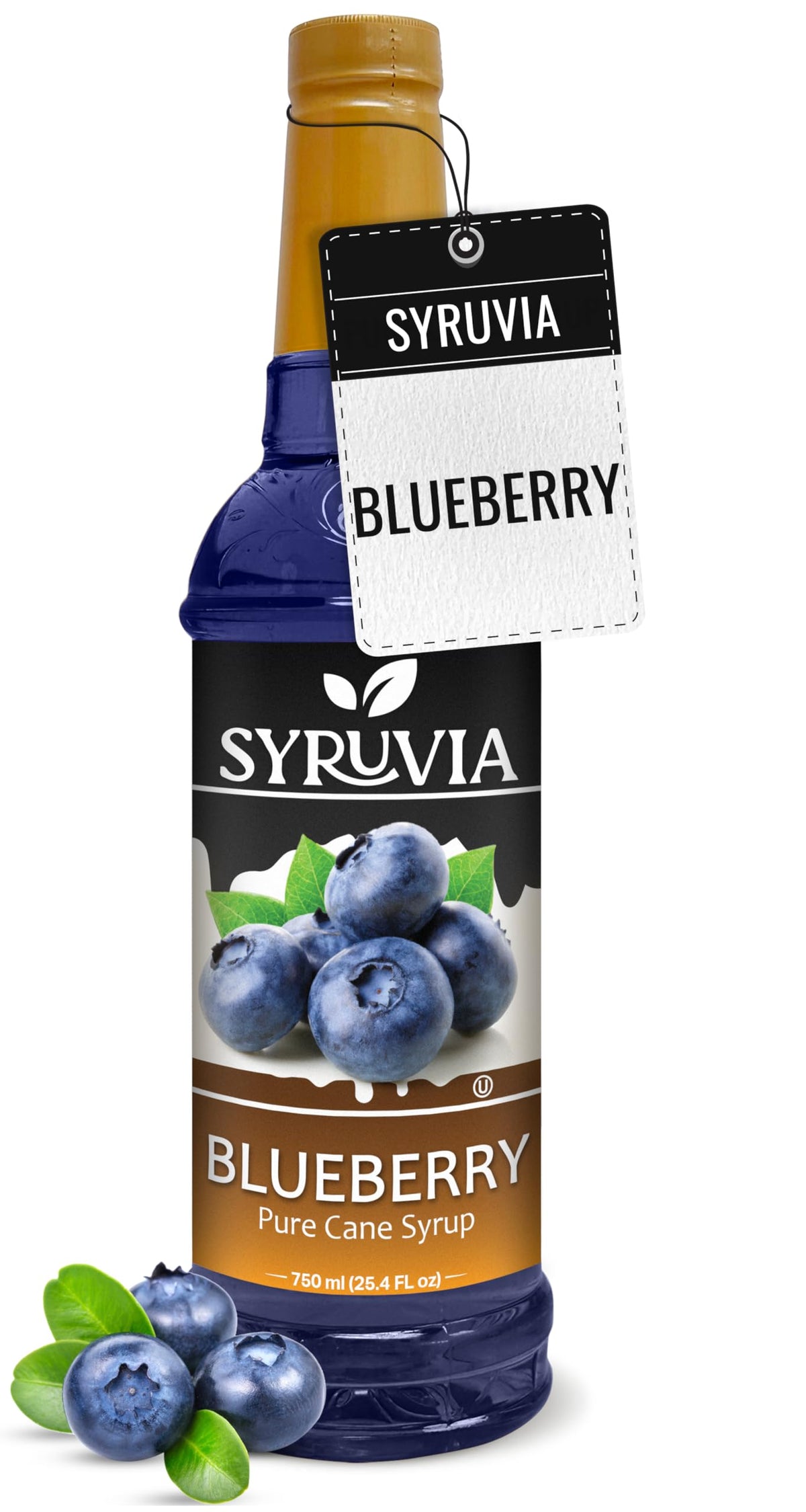 SYRUVIA Blueberry Syrup bottle front for versatile drinks