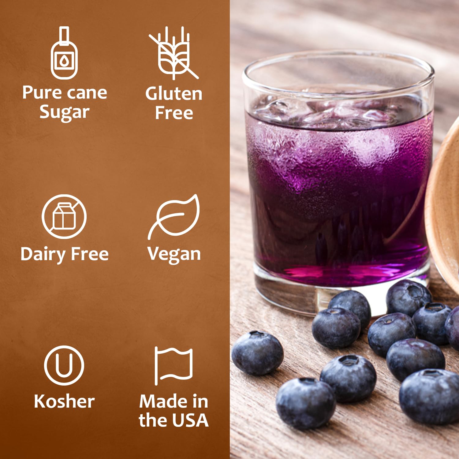 SYRUVIA Blueberry Syrup dispenser showcases convenient pump.