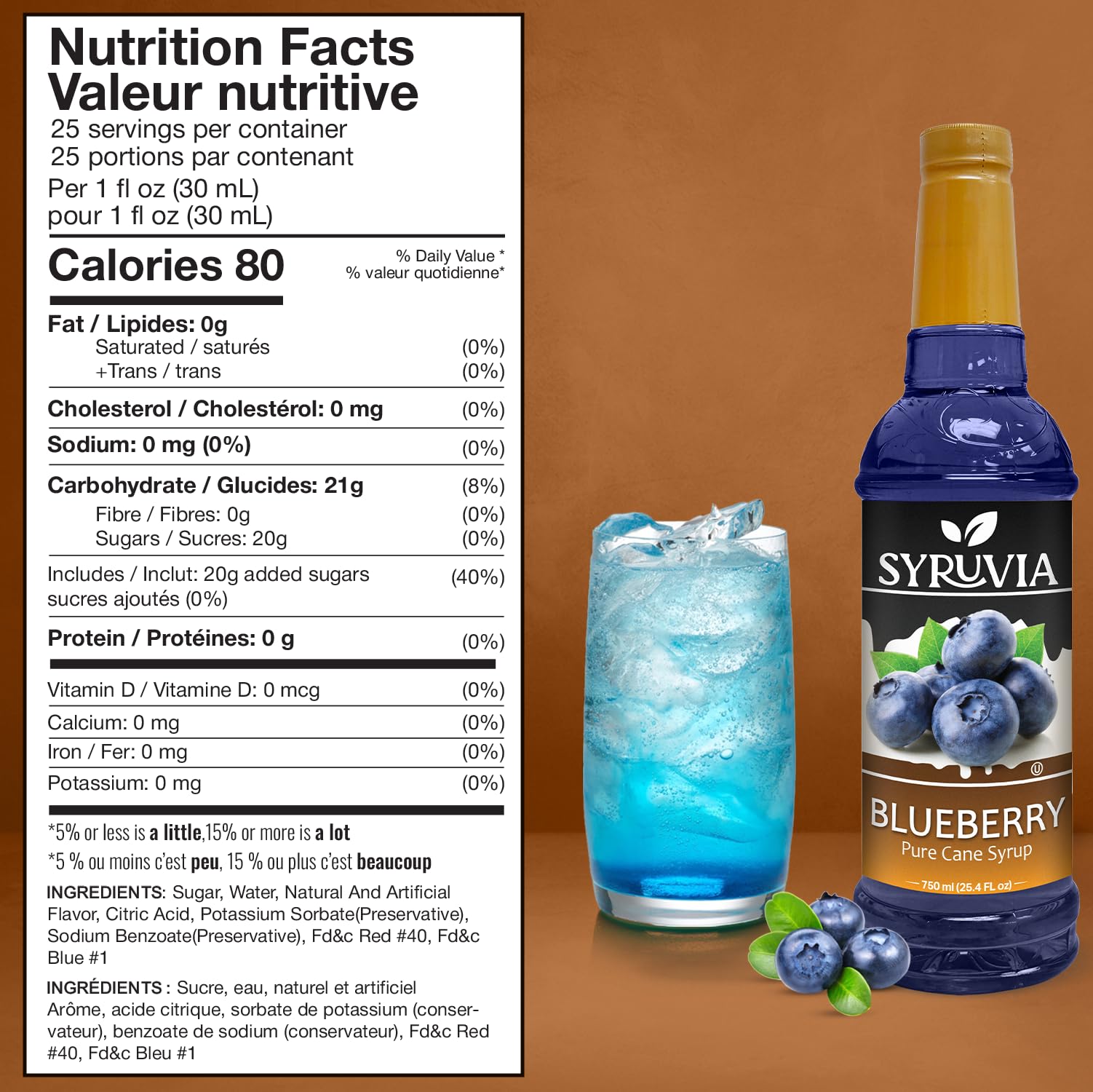 SYRUVIA Blueberry Syrup pour for easy mixing into beverages