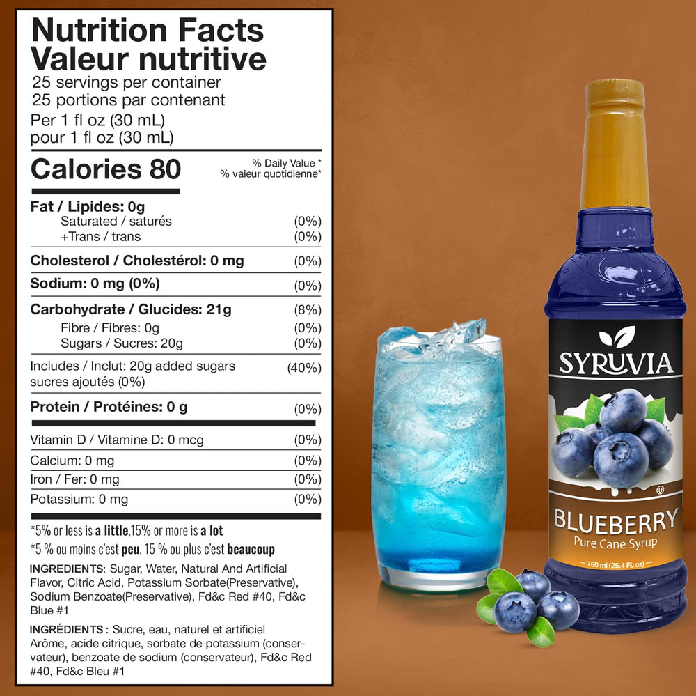 SYRUVIA Blueberry Syrup pour for easy mixing into beverages