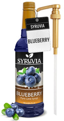 SYRUVIA Blueberry Syrup bottle with pump for easy beverage crafting.