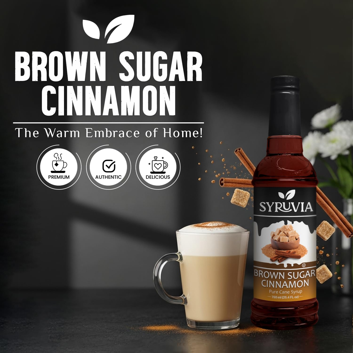 SYRUVIA Brown Sugar Cinnamon Syrup as dessert topping adds warm spice.