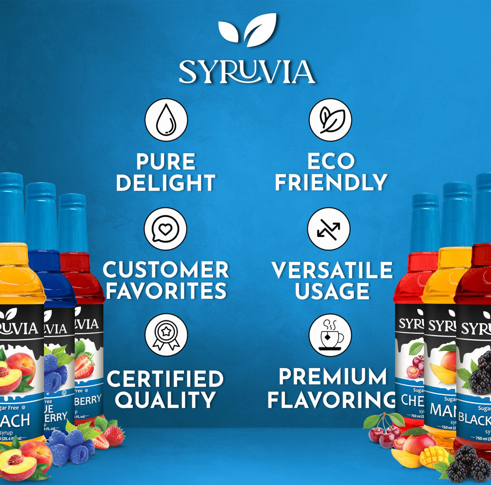 SYRUVIA cherry coffee syrup bottle for dessert-ready drinks