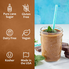 Drizzle of chocolate mint syrup over dessert for a glossy finish.