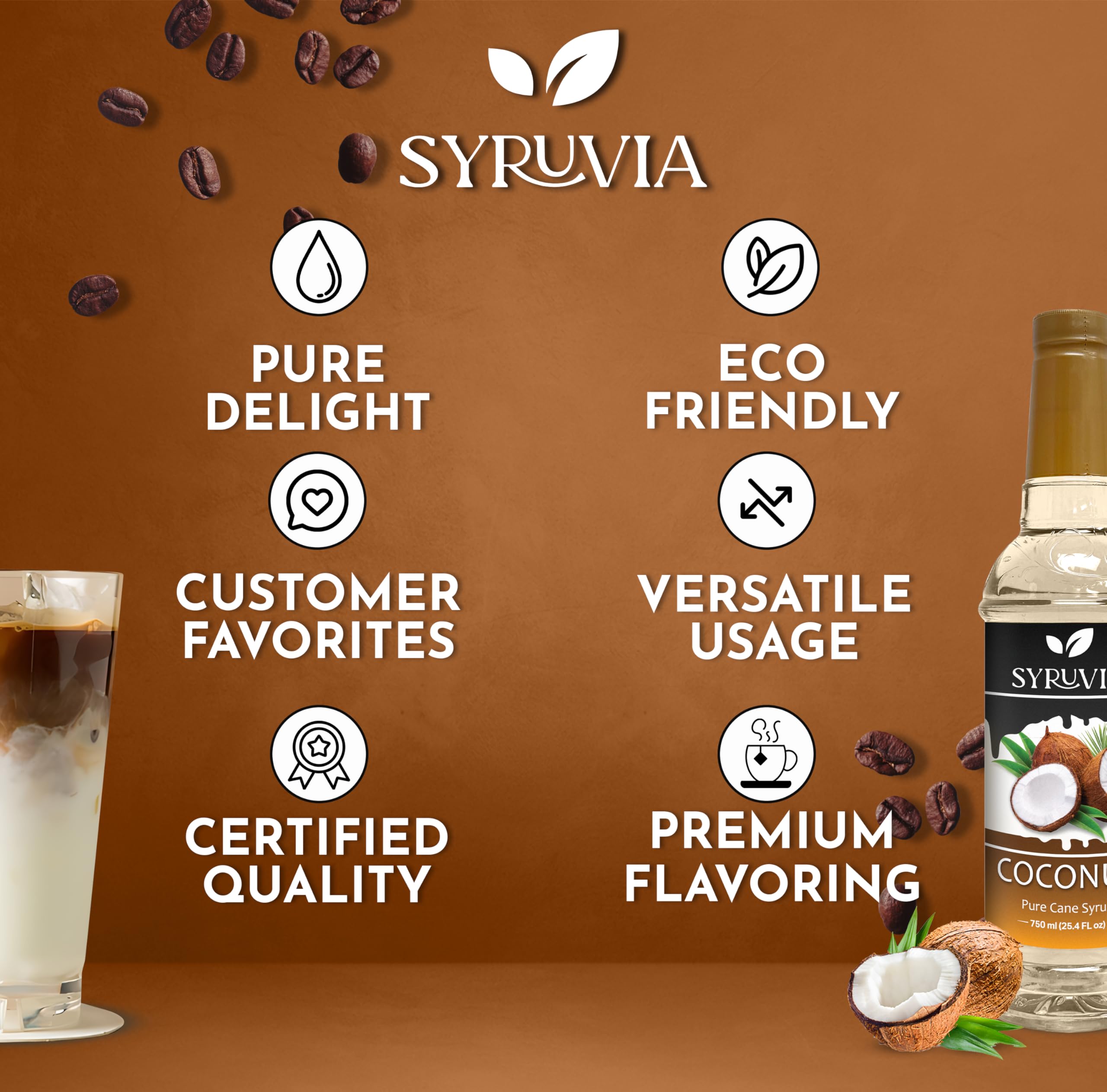 Bottle of Syruvia syrup showcasing USA-made quality.