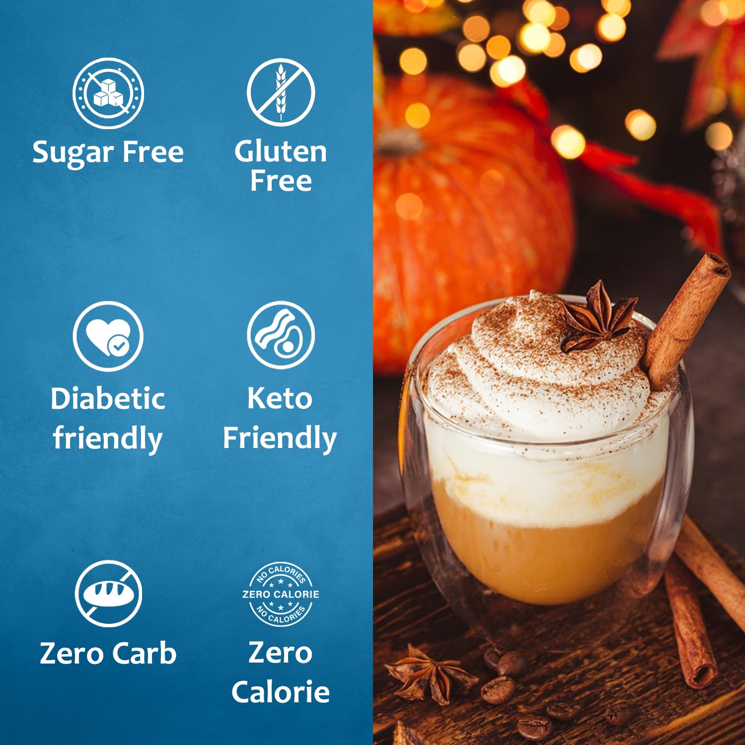 SYRUVIA Pumpkin Spice Syrup drizzle over coffee reveals rich flavor