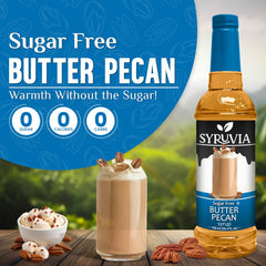 SYRUVIA coffee flavor syrup application enhances beverages with buttery pecan notes.