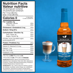SYRUVIA coffee flavor syrup being poured into a mug for a café-style latte.