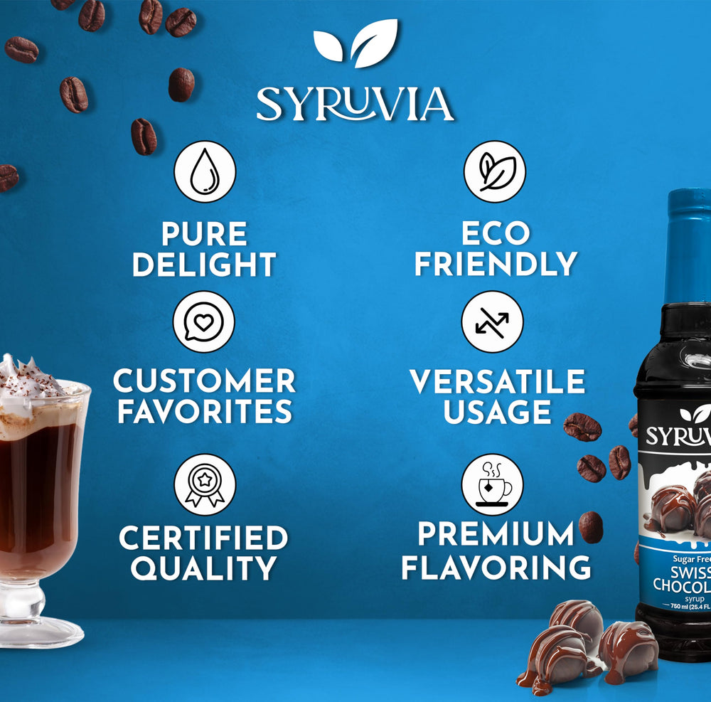 SYRUVIA coffee flavor syrup beside a smoothie for flavor boost