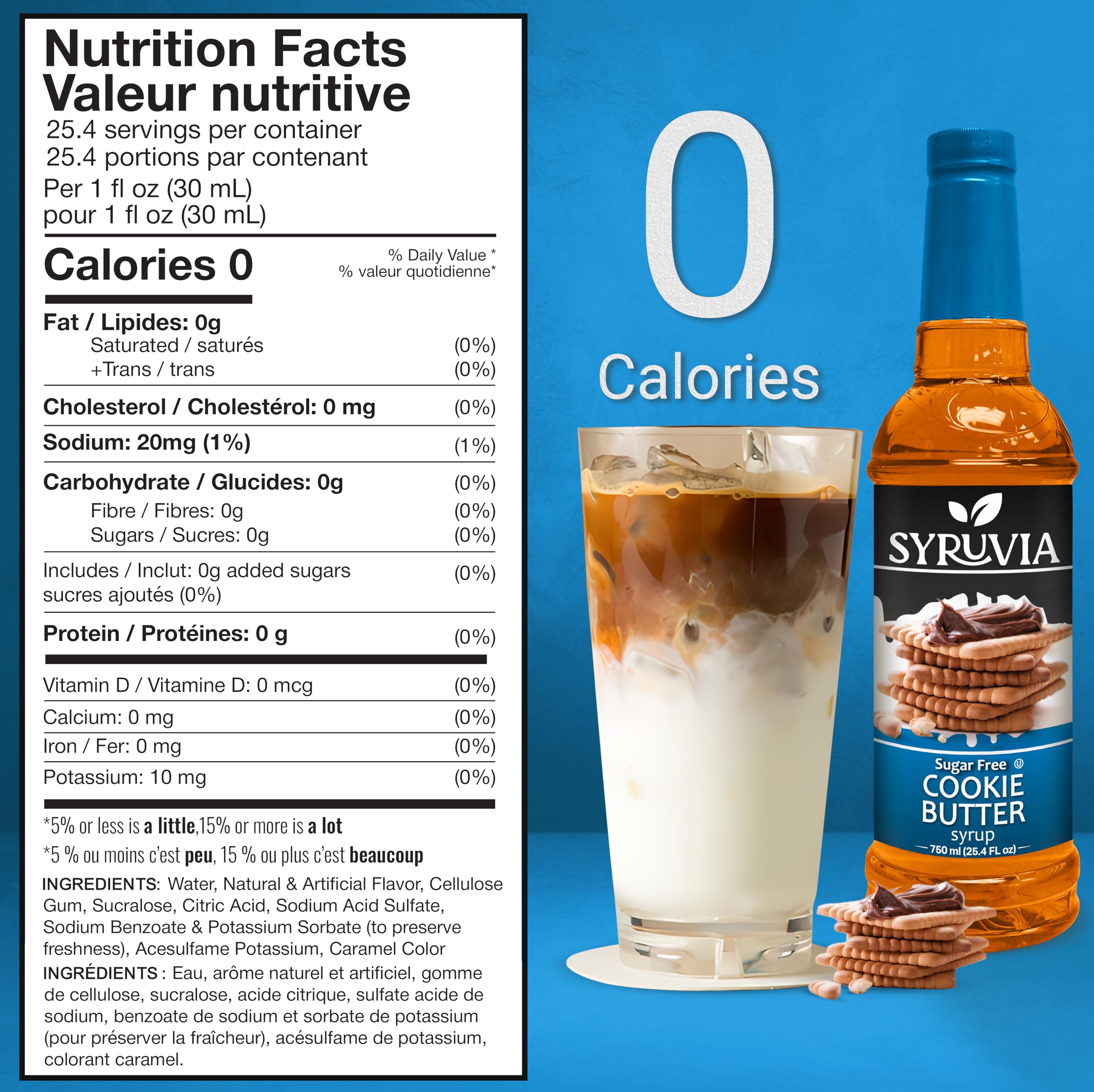 Syruvia coffee flavoring syrup poured into cup for personalized drinks