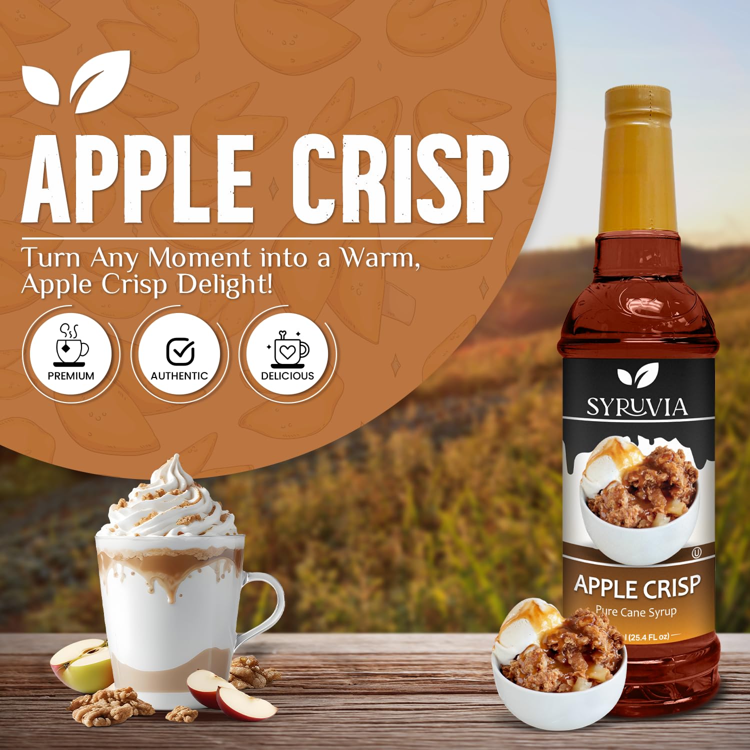 SYRUVIA Coffee Syrup amber color enhances cafe-style beverages at home.