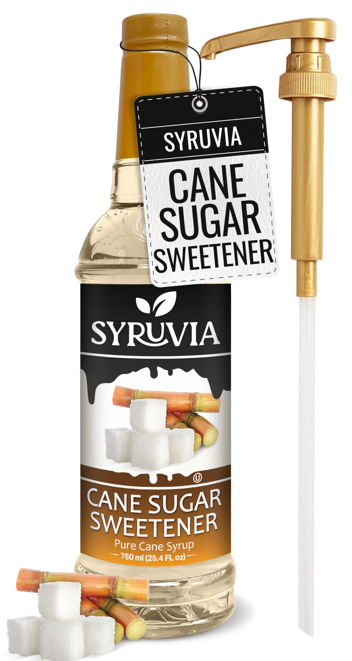 SYRUVIA Coffee Syrup bottle with pump for easy flavoring.