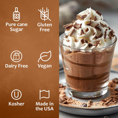 Syruvia Dubai Chocolate Syrup close-up bottle with premium ingredients
