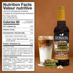 Syruvia Dubai Chocolate Syrup latte pour enhances creaminess and aroma
