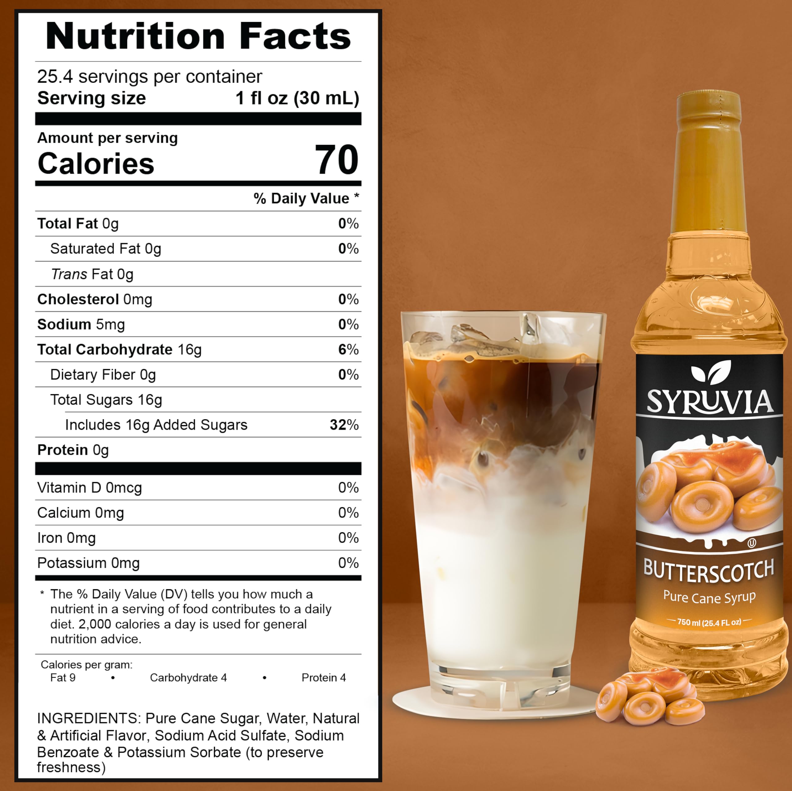 SYRUVIA coffee syrup latte crema enhances aroma and sweetness