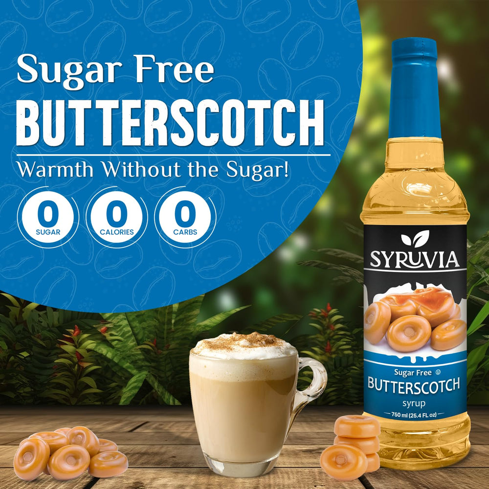 SYRUVIA coffee syrup being poured into a cup for a latte