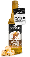 SYRUVIA toasted marshmallow coffee syrup bottle adds campfire sweetness to coffee.