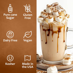 Drizzle of Syruvia toasted marshmallow syrup as a dessert topping
