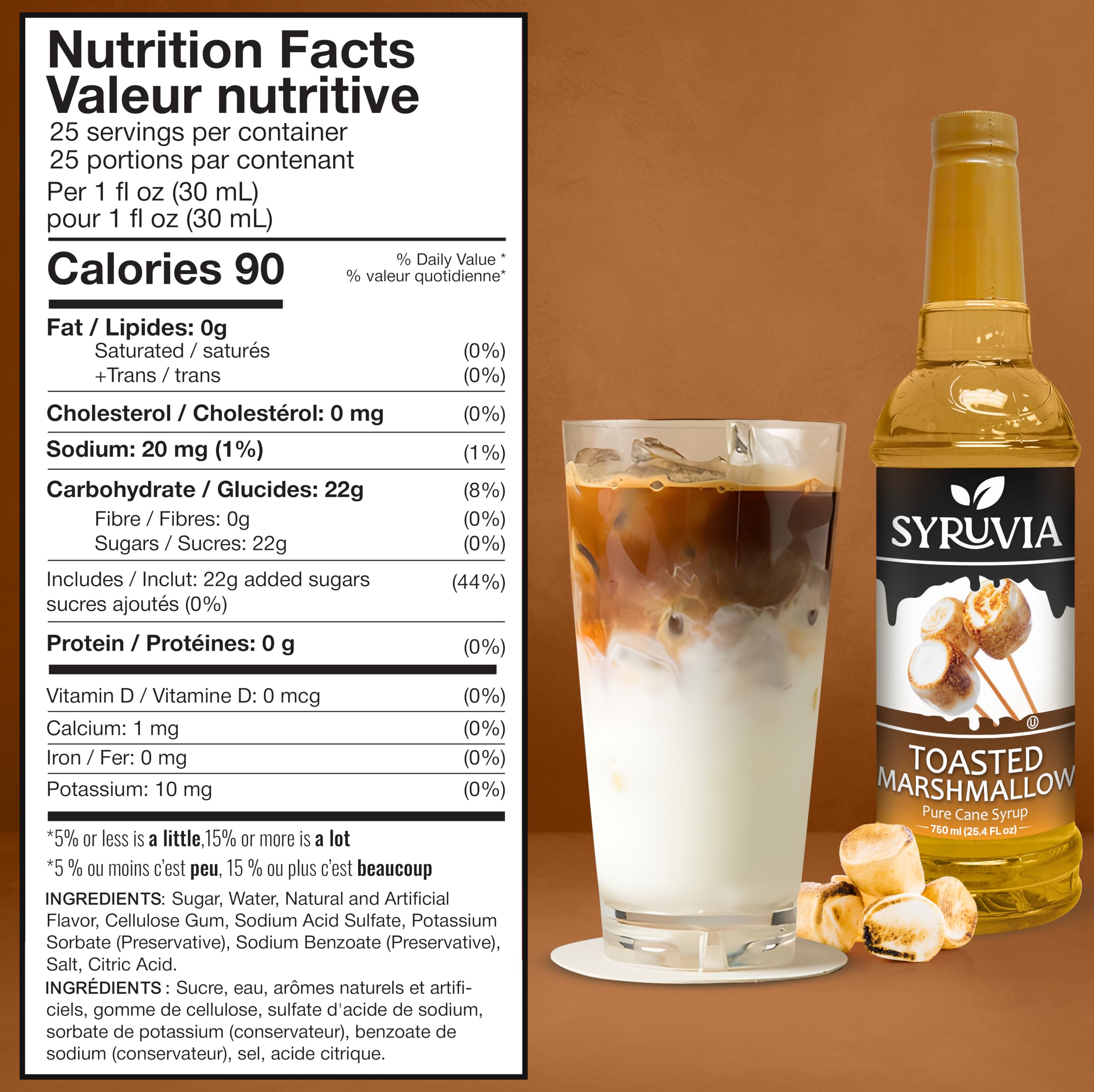 SYRUVIA toasted marshmallow latte bottle adds rich notes to beverages.