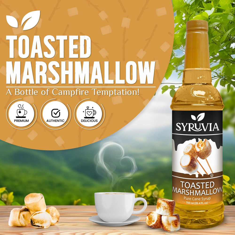 SYRUVIA toasted marshmallow pour drizzled on latte for creamy warmth.