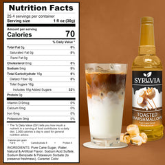 Pouring Syruvia toasted marshmallow syrup into a latte for rich flavor