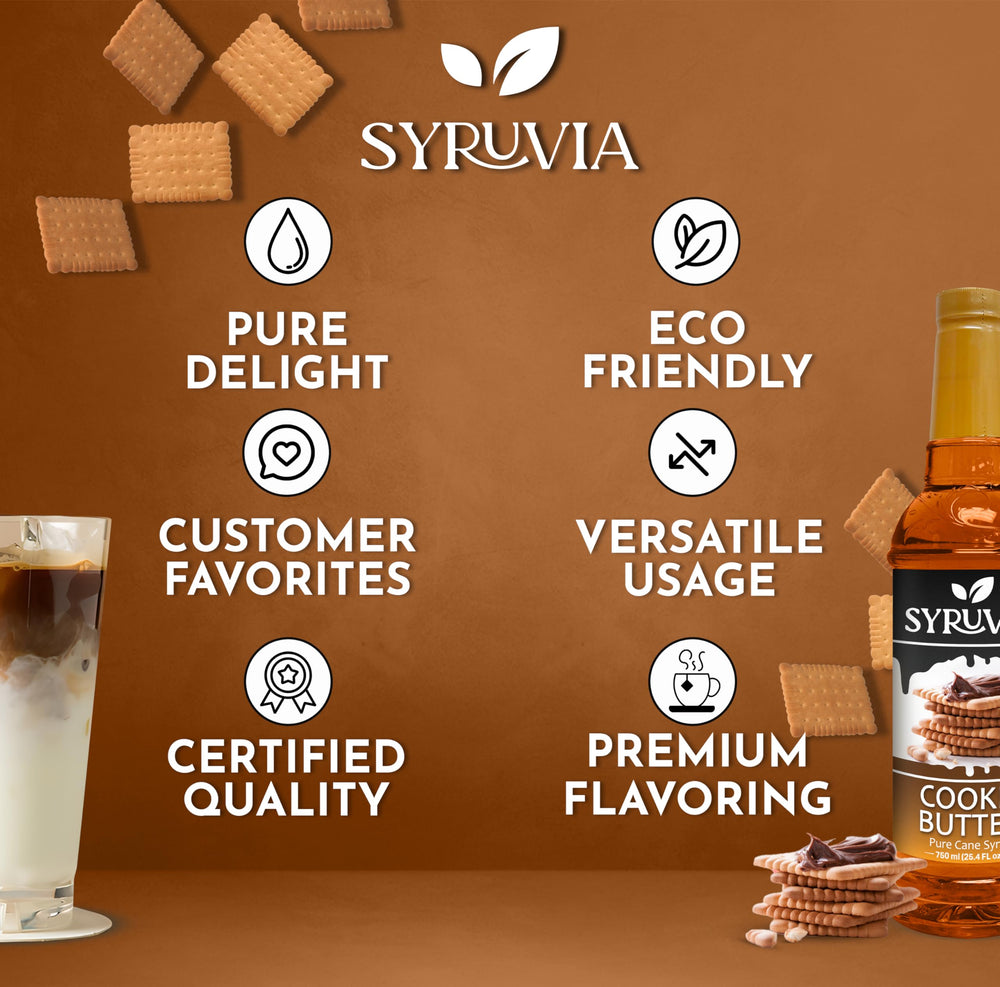 SYRUVIA Cookie Butter Syrup topping for cappuccino foam and more.