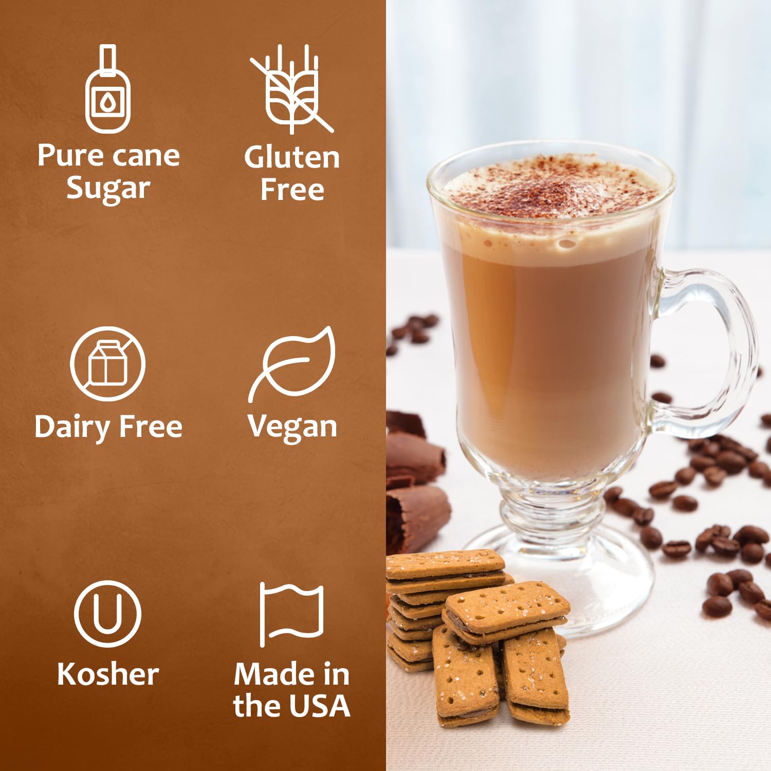 SYRUVIA Cookie Butter Syrup poured into a coffee shake for flavor depth.