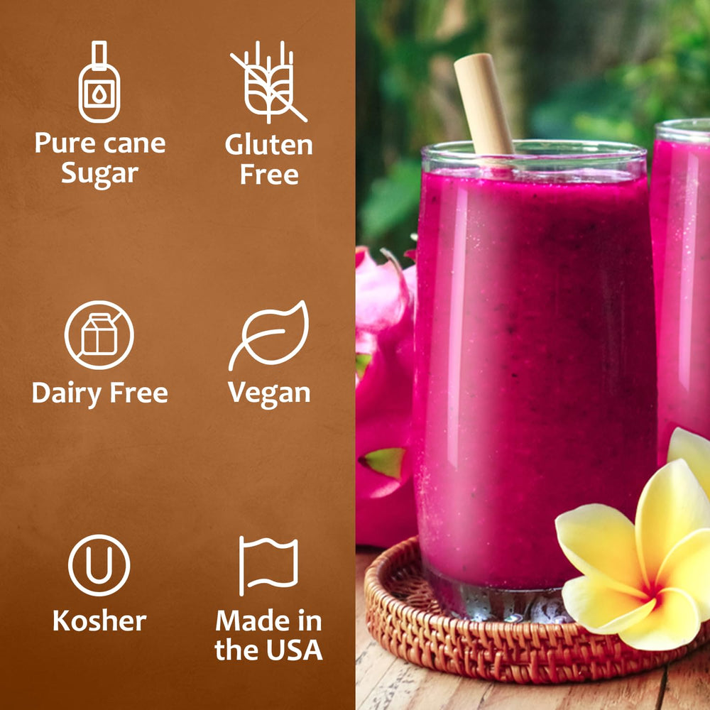 SYRUVIA Dragon Fruit Syrup enhances Italian sodas and lattes with fruit flavor.