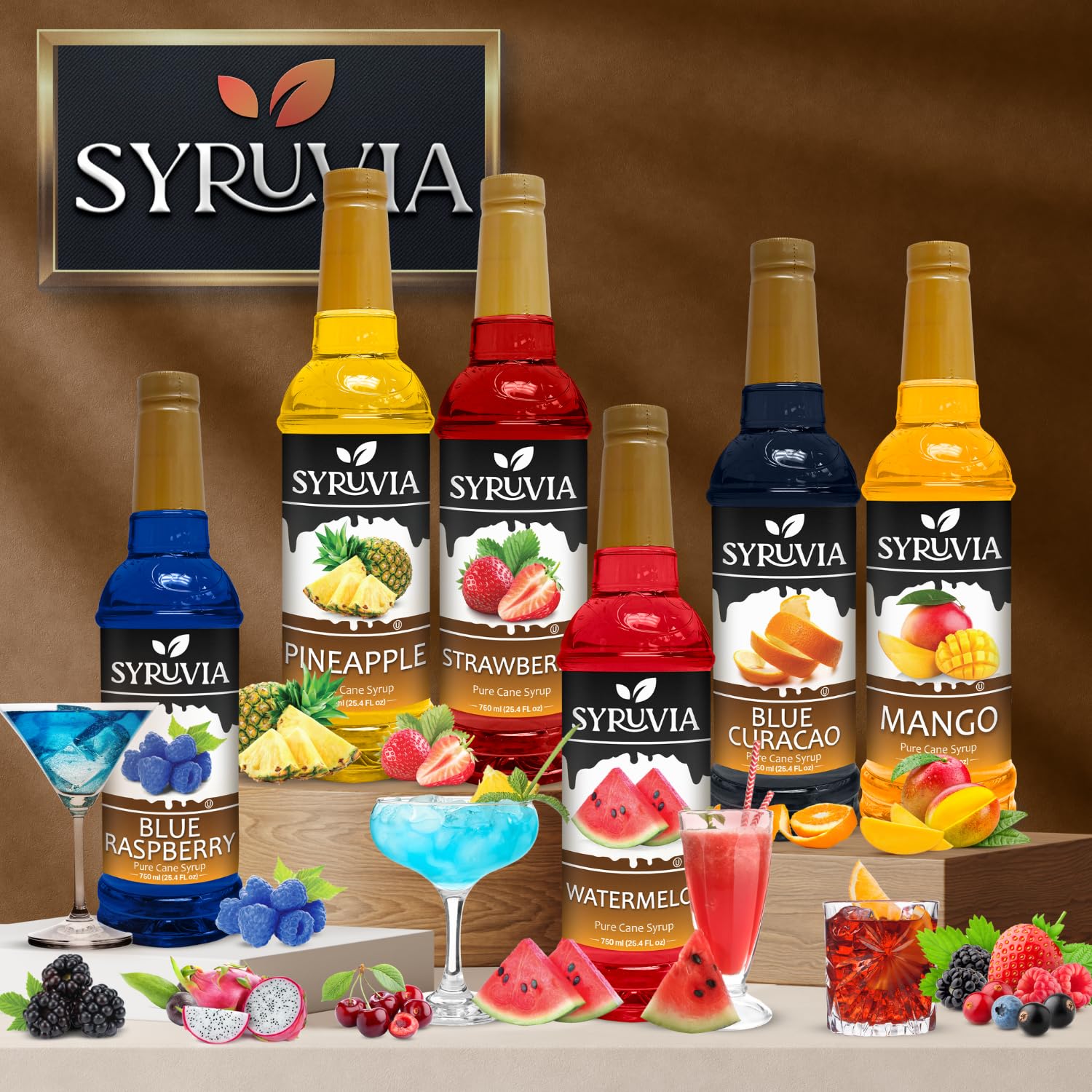 Premium SYRUVIA Dragon Fruit Syrup label showcasing vegan, kosher-certified quality.