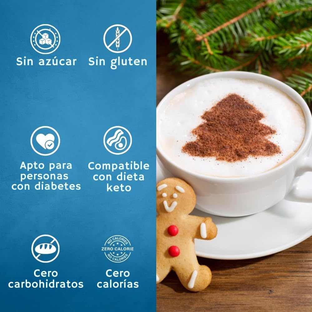 Dessert topping shot with SYRUVIA gingerbread syrup on a treat
